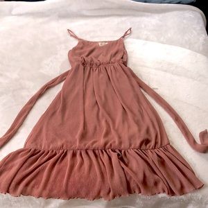 Long Pink Tie Summer Dress (Size M)